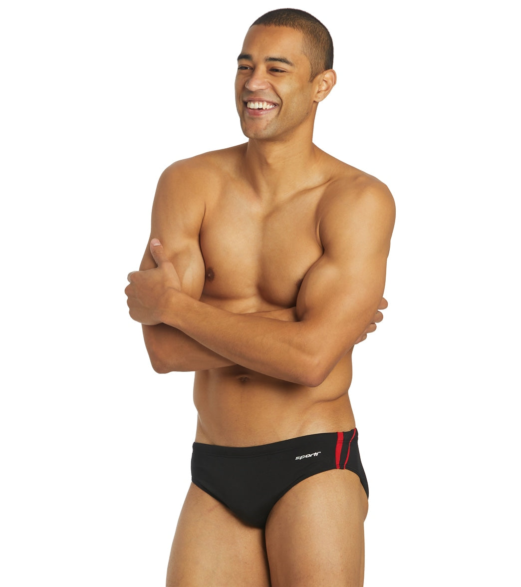 Sporti HydroLast Splice Brief Swimsuit (22-40) Black/Red