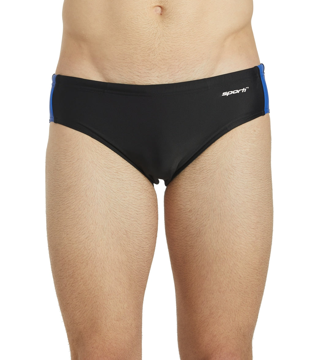 Sporti Piped Splice Brief Swimsuit (22-40) Black/Royal