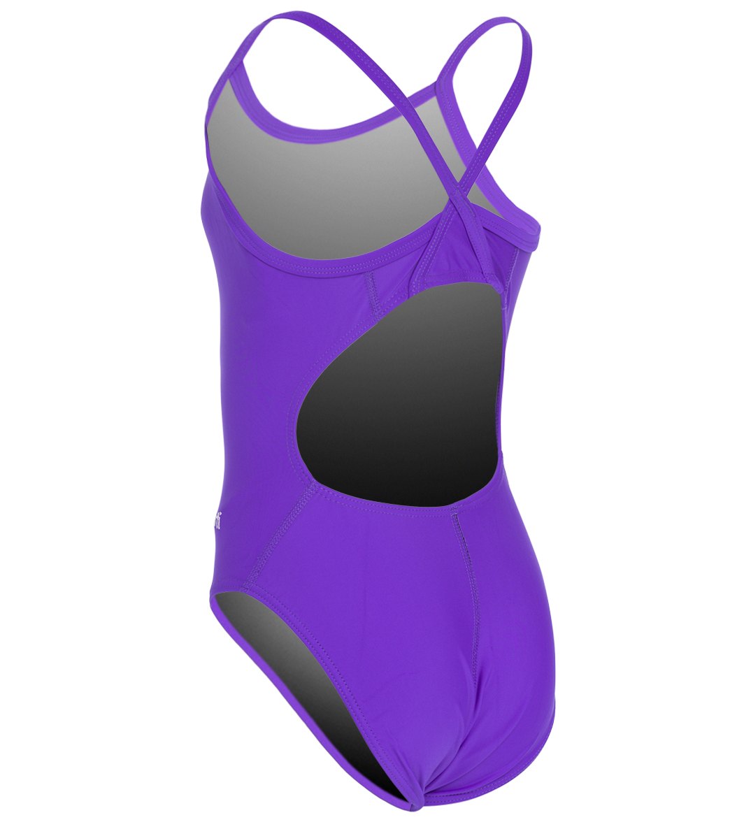 Sporti Solid Thin Strap One Piece Swimsuit Youth (22-28) Purple