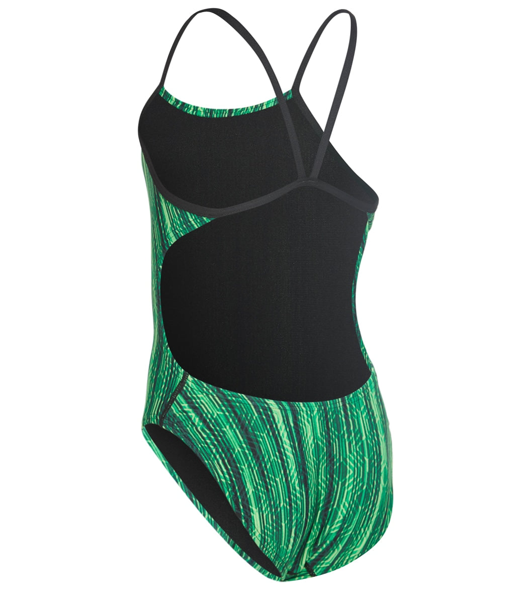 The Finals Girls' Zircon Swan Back One Piece Swimsuit Green