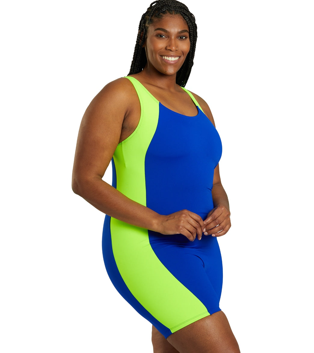 Sporti Plus Size HydroLast Chlorine Resistant Splice Scoop Back Unitard One Piece Swimsuit