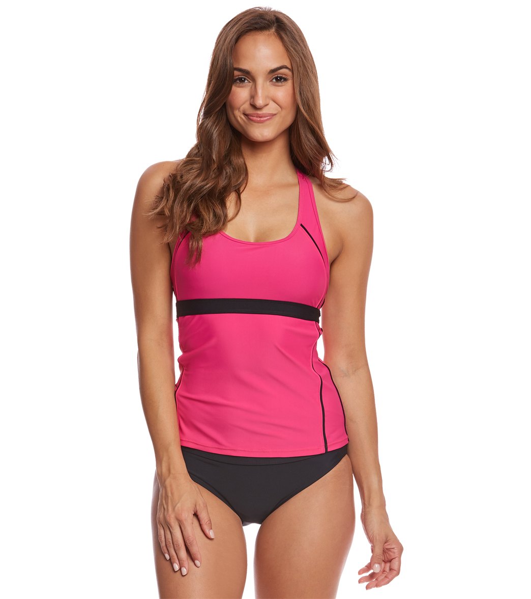 Sporti Active Racerback Solid Tankini Top Pink