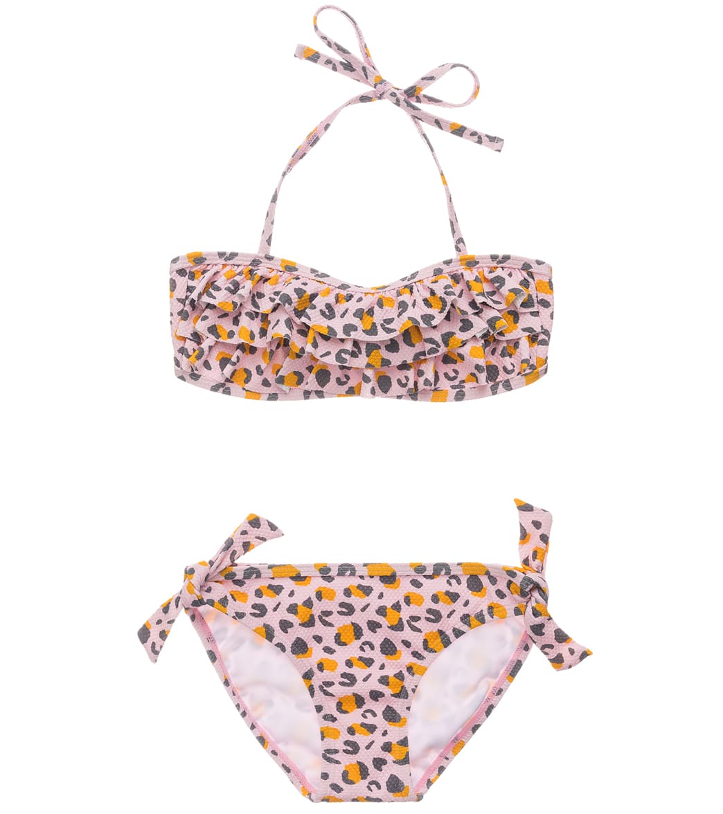 Snapper Rock Girls' Leopard Love Two Piece Bandeau Bikini Set (Toddler, Little Kid, Big Kid)