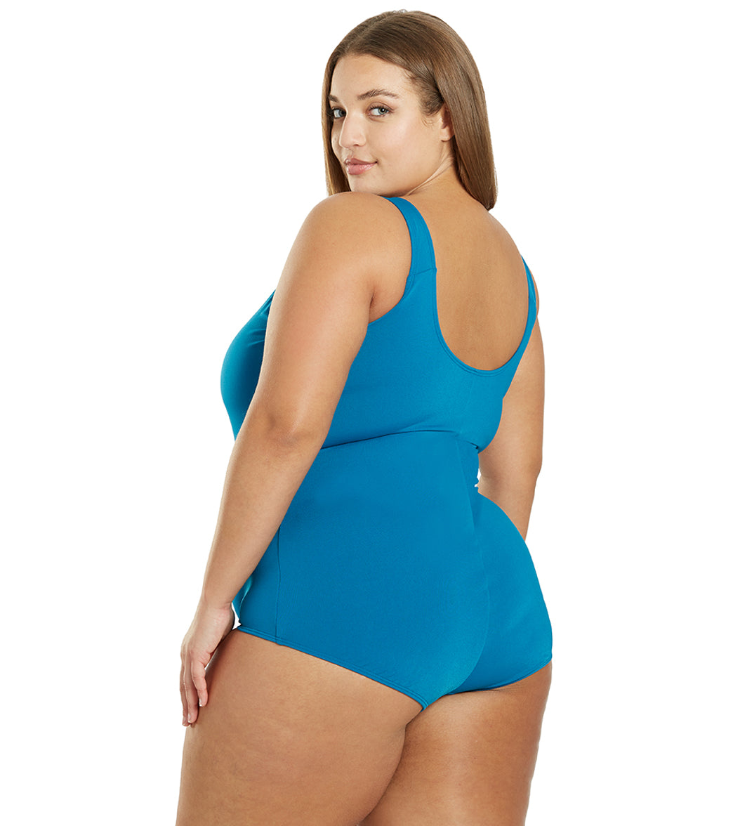 Sporti Plus Size HydroLast Chlorine Resistant Moderate Scoop Back One Piece Swimsuit