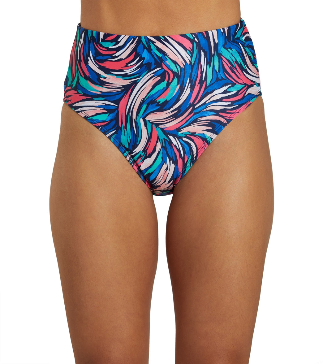 Dolfin Women's Aquashape Print High Waist Contemporary Bikini Bottom