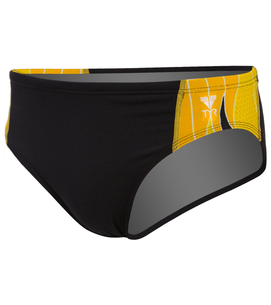 TYR Phoenix Splice Racer Brief Swimsuit Black/Gold