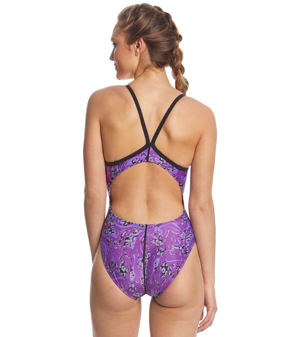 Dolfin XtraSleek Eco Women's Hurricane V-2 Back One Piece Swimsuit Purple