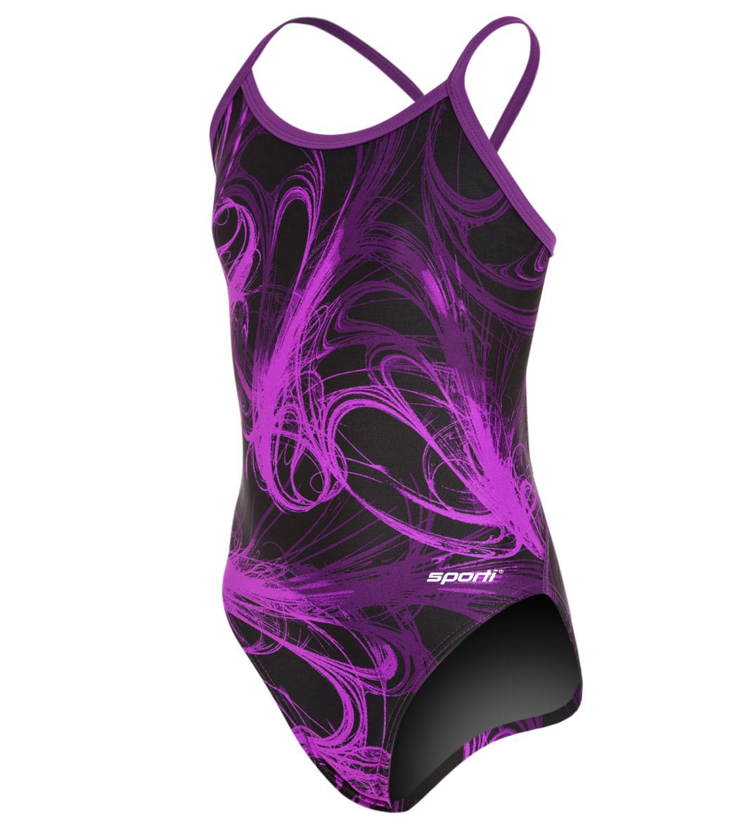 Sporti Light Wave Thin Strap One Piece Swimsuit Youth (22-28)