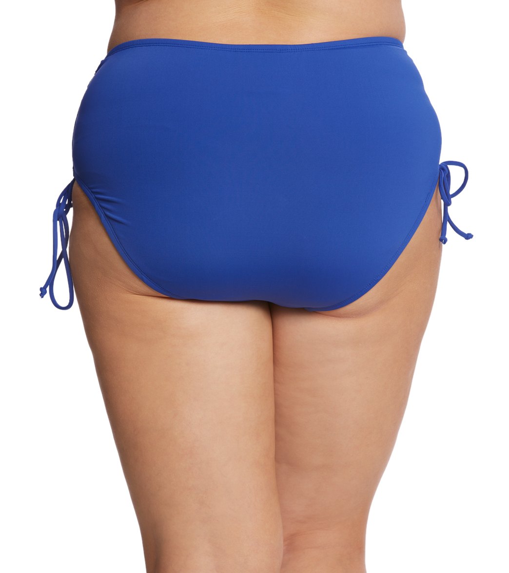 Beach House Plus Size Solid Hayden High Waisted Adjustable Side Bikini Bottom Marine