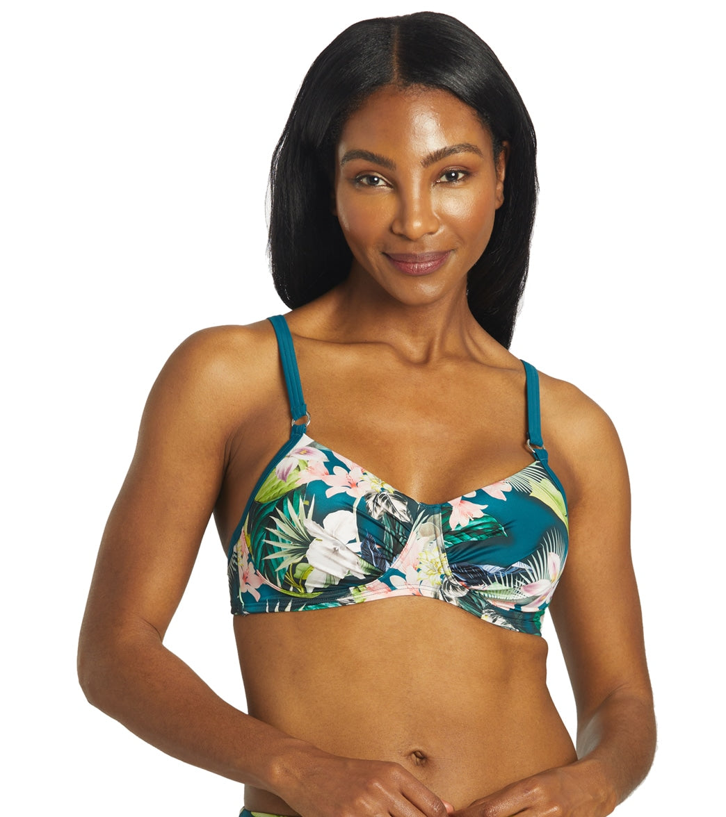 Amoena Women's Flower Spirit Mastectomy Bikini Top Emerald/Jungle