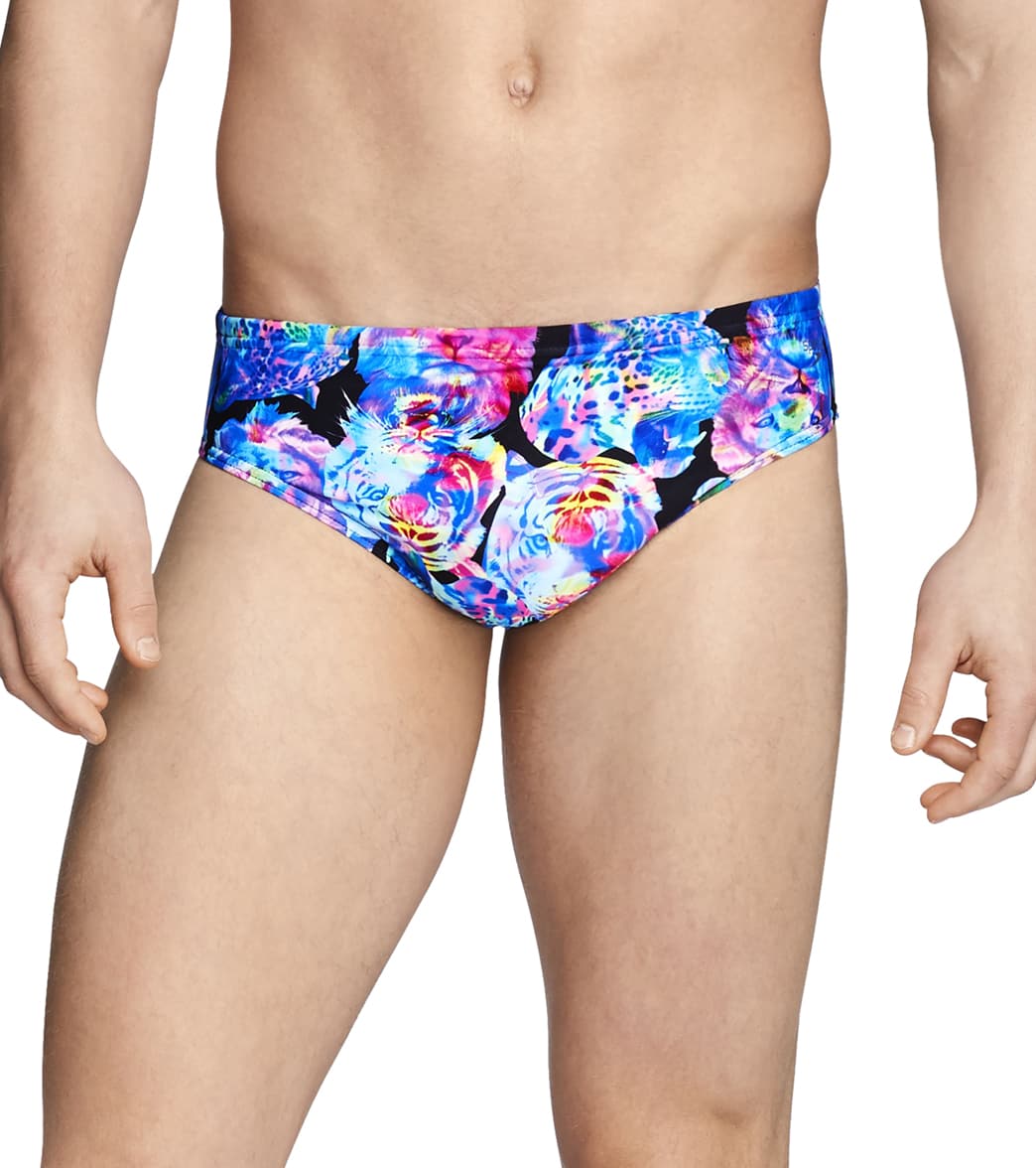 Speedo Men's Printed Brief Swimsuit Baja Blue