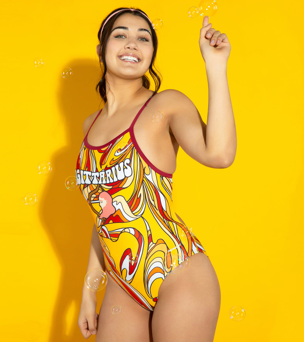 Sporti Groovy Zodiac Sagittarius Thin Strap One Piece Swimsuit (22-44)