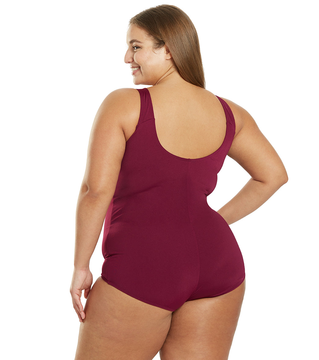 Sporti Plus Size HydroLast Chlorine Resistant Moderate Scoop Back One Piece Swimsuit