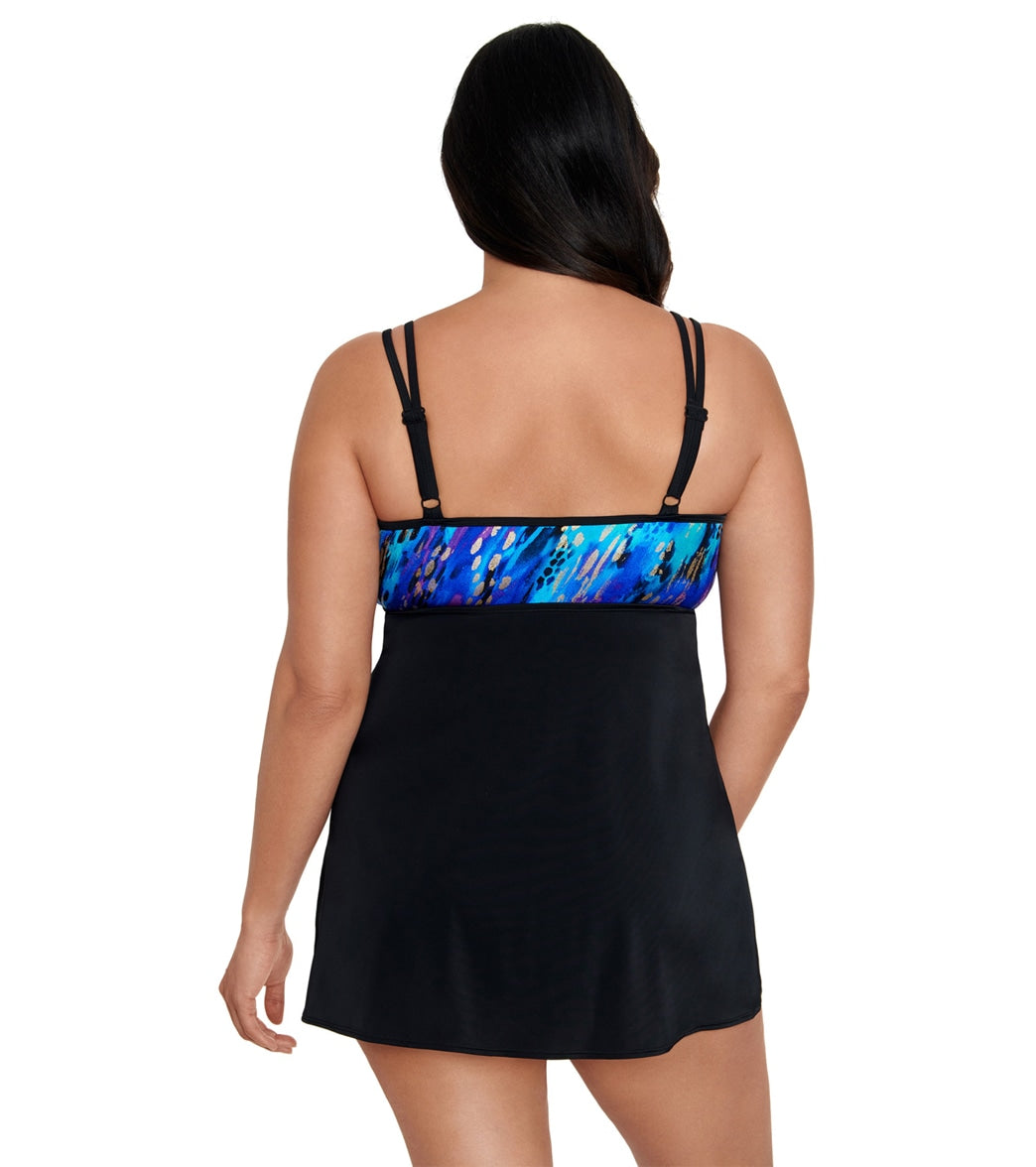 Longitude Women's Leopard High Flyaway Swim Dress