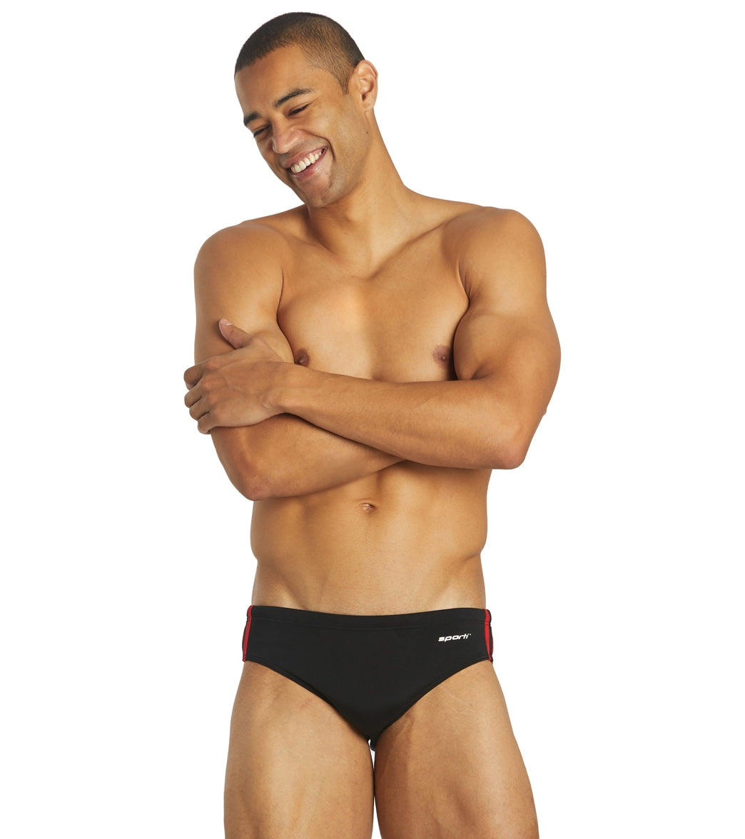 Sporti HydroLast Splice Brief Swimsuit (22-40) Black/Red