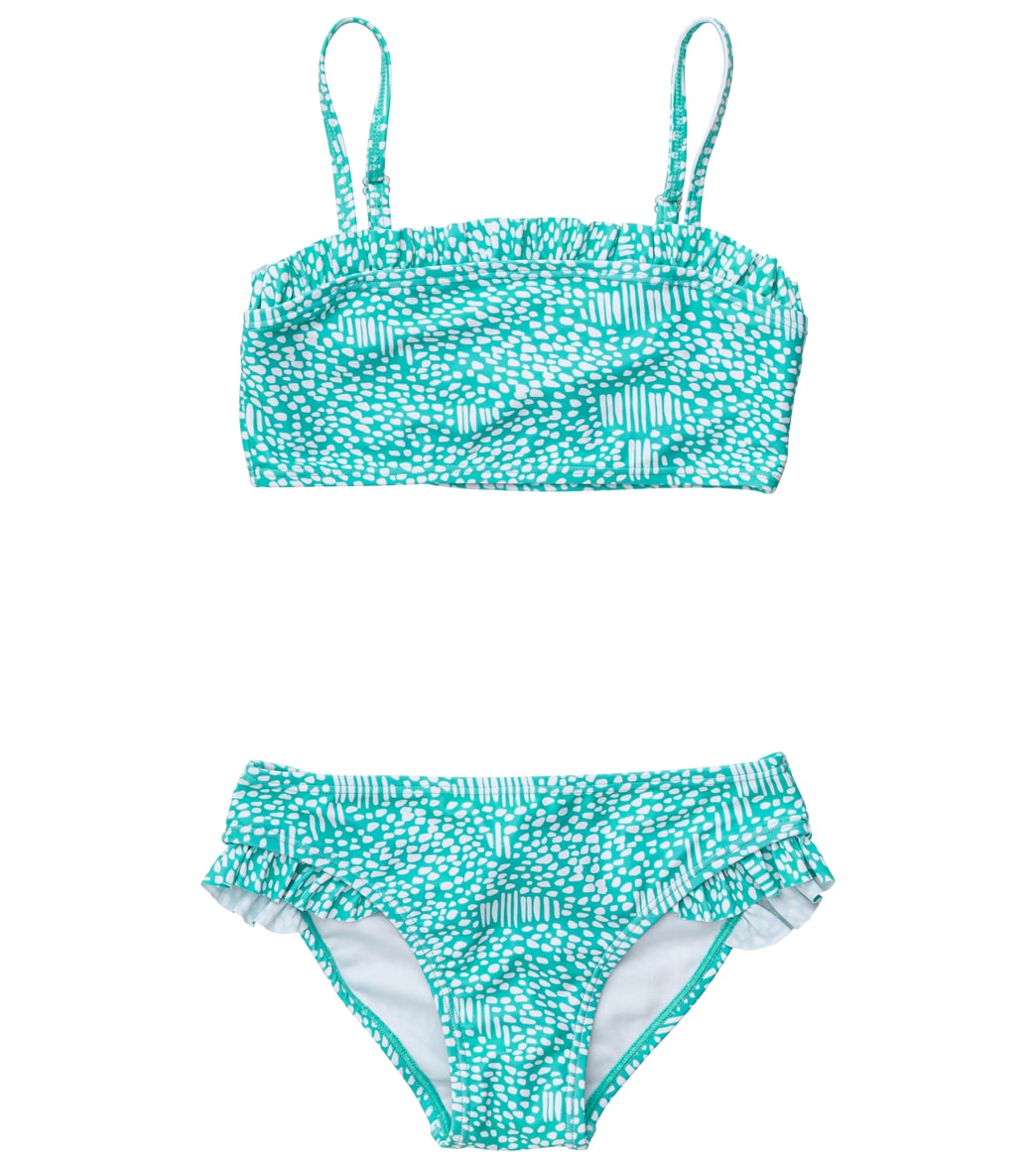 Snapper Rock Girls' Spearmint Spot Frilled Bandeau Bikini Set (Toddler, Little Kid, Big Kid) Mint