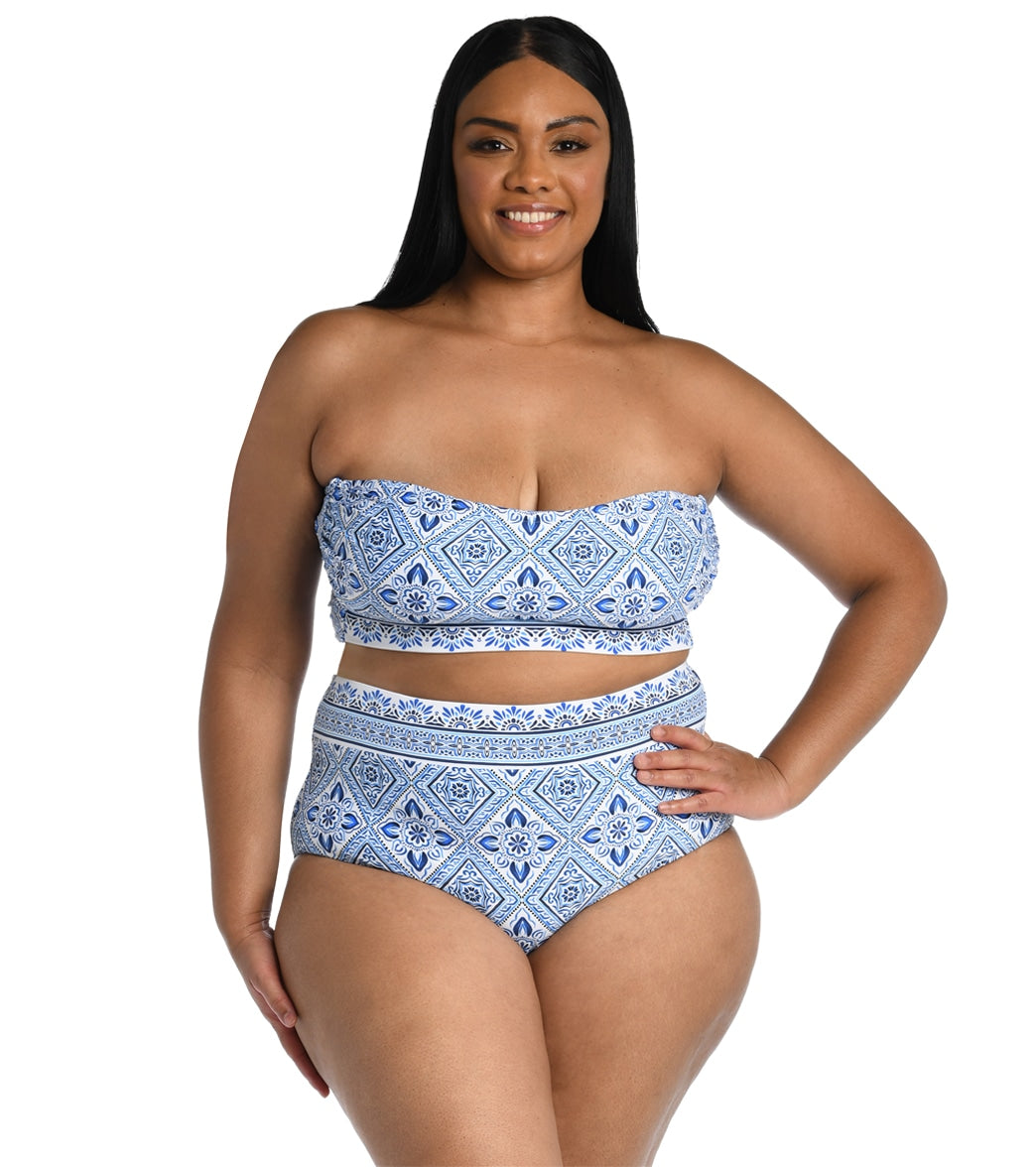 La Blanca Women's Plus Size Mediterranean Breeze High Waist Bikini Bottom