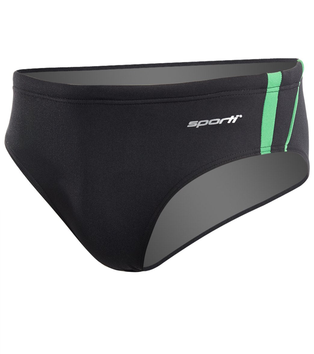 Sporti HydroLast Splice Brief Swimsuit Youth (22-28) Black/Kelly Green