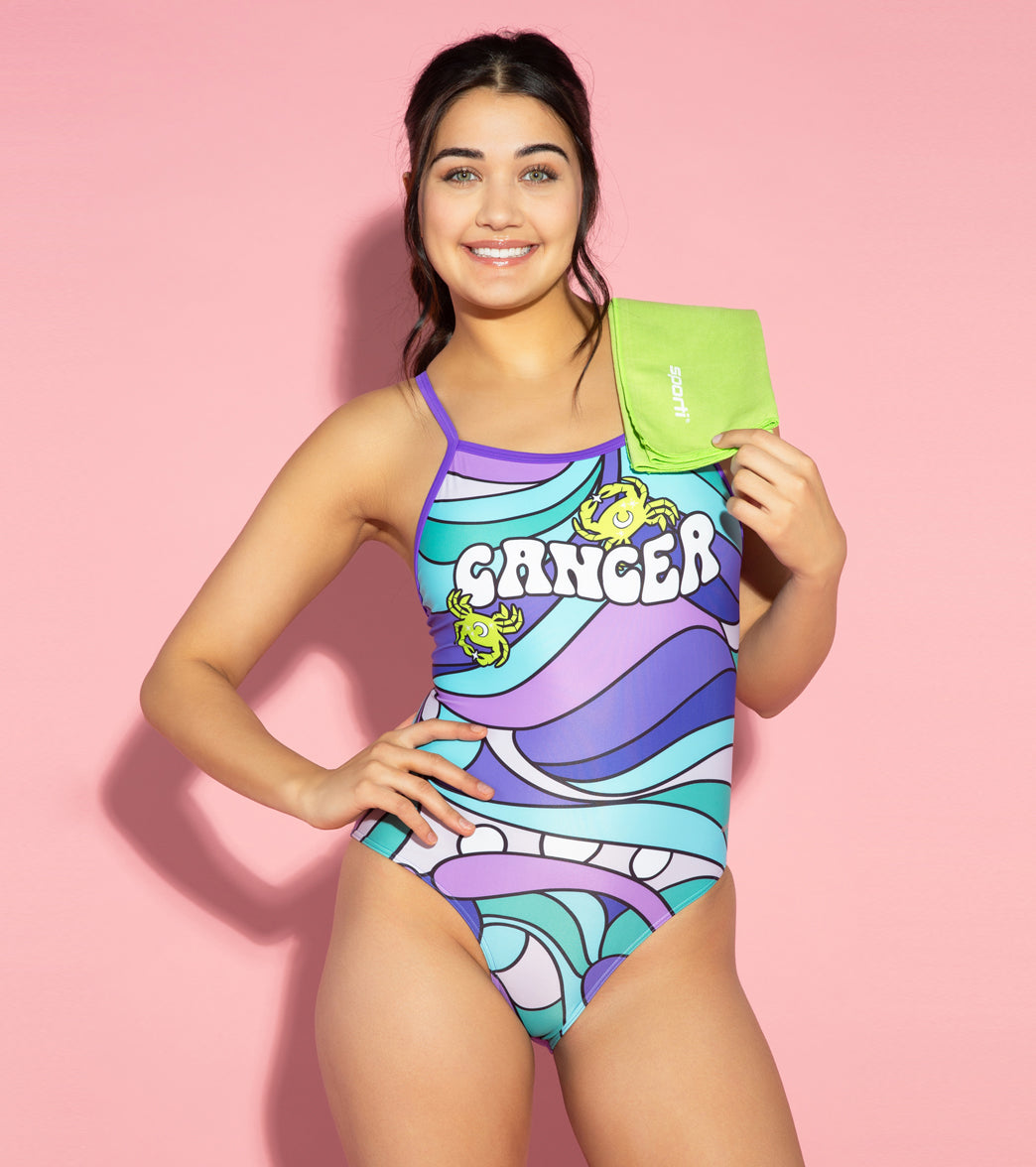 Sporti Groovy Zodiac Cancer Thin Strap One Piece Swimsuit (22-44) Cancer