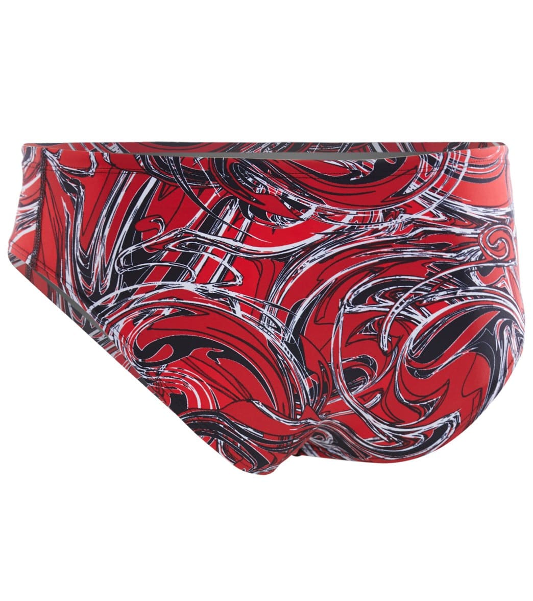 Dolfin Graphlite Men's Tidal Wave All Over Racer Brief Swimsuit Red/Red