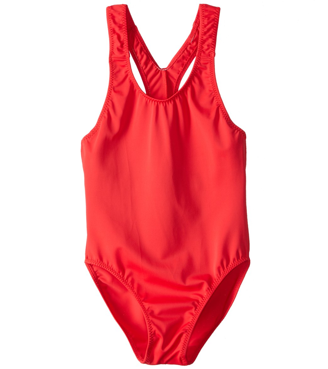 Tidepools Girls' Solid Racer Back One Piece Swimsuit (Big Kid) Red