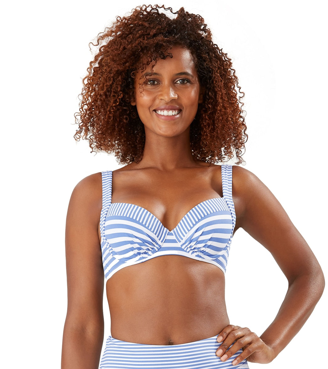 Tommy Bahama Women's Breaker Bay Stripe Underwire Bikini Top (B/C/D/DD Cup) Blue Monday