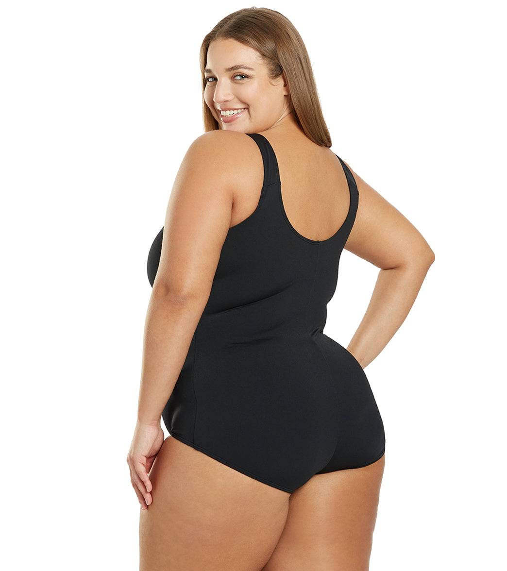 Sporti Plus Size HydroLast Chlorine Resistant Moderate Scoop Back One Piece Swimsuit