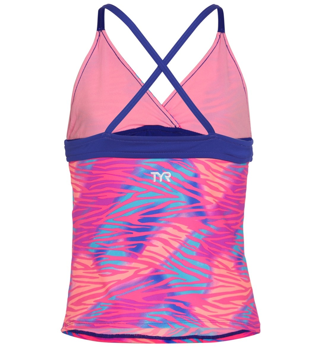 TYR Girls' Dreamland Claire Tankini Top (Little Kid, Big Kid) Pink Multi