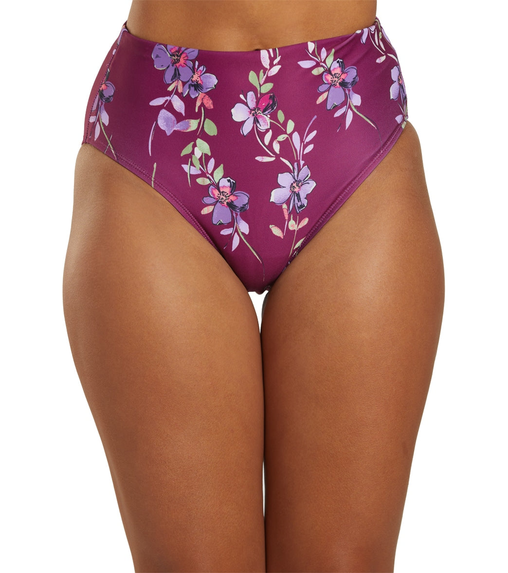 Dolfin Women's Aquashape Print High Waist Contemporary Bikini Bottom