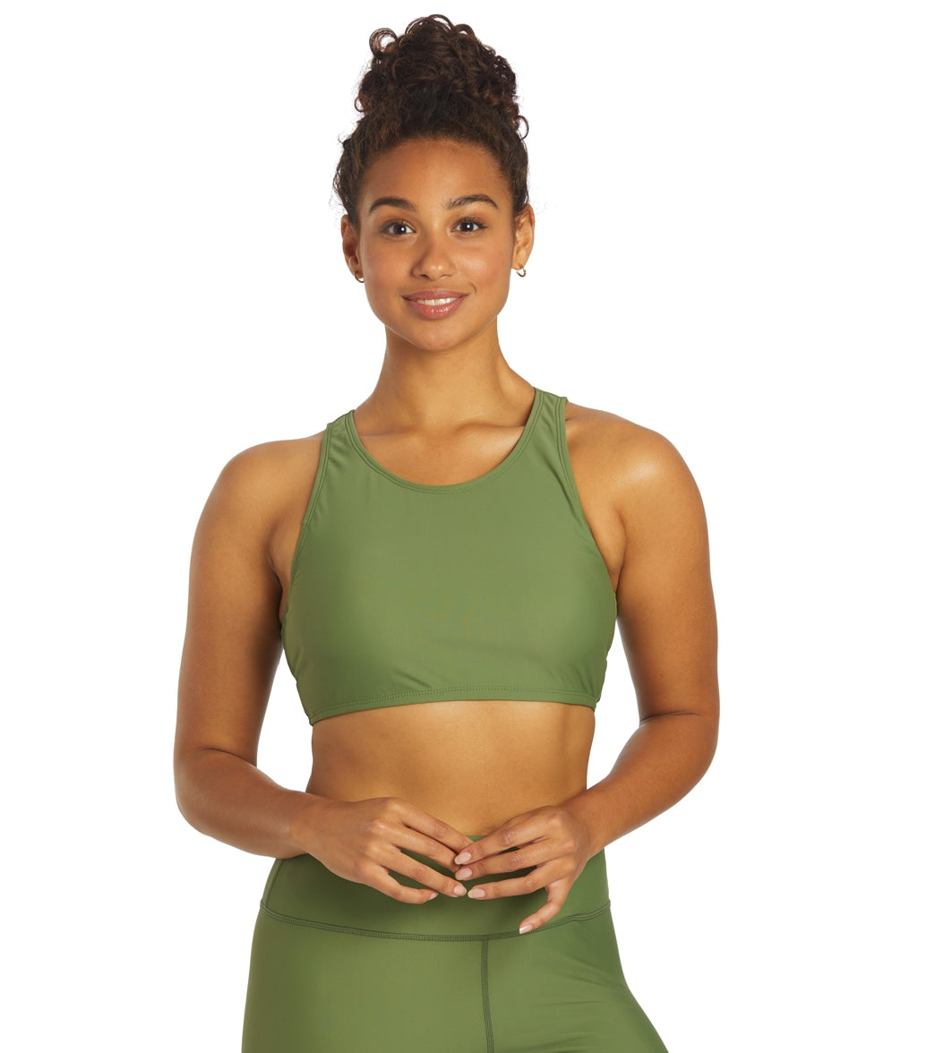 Sporti Active High Neck Crop Bikini Top Olive