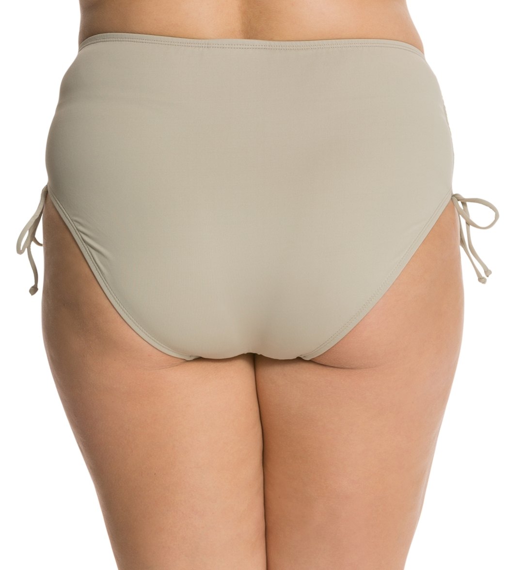 Beach House Plus Size Solid Hayden High Waisted Adjustable Side Bikini Bottom Khaki