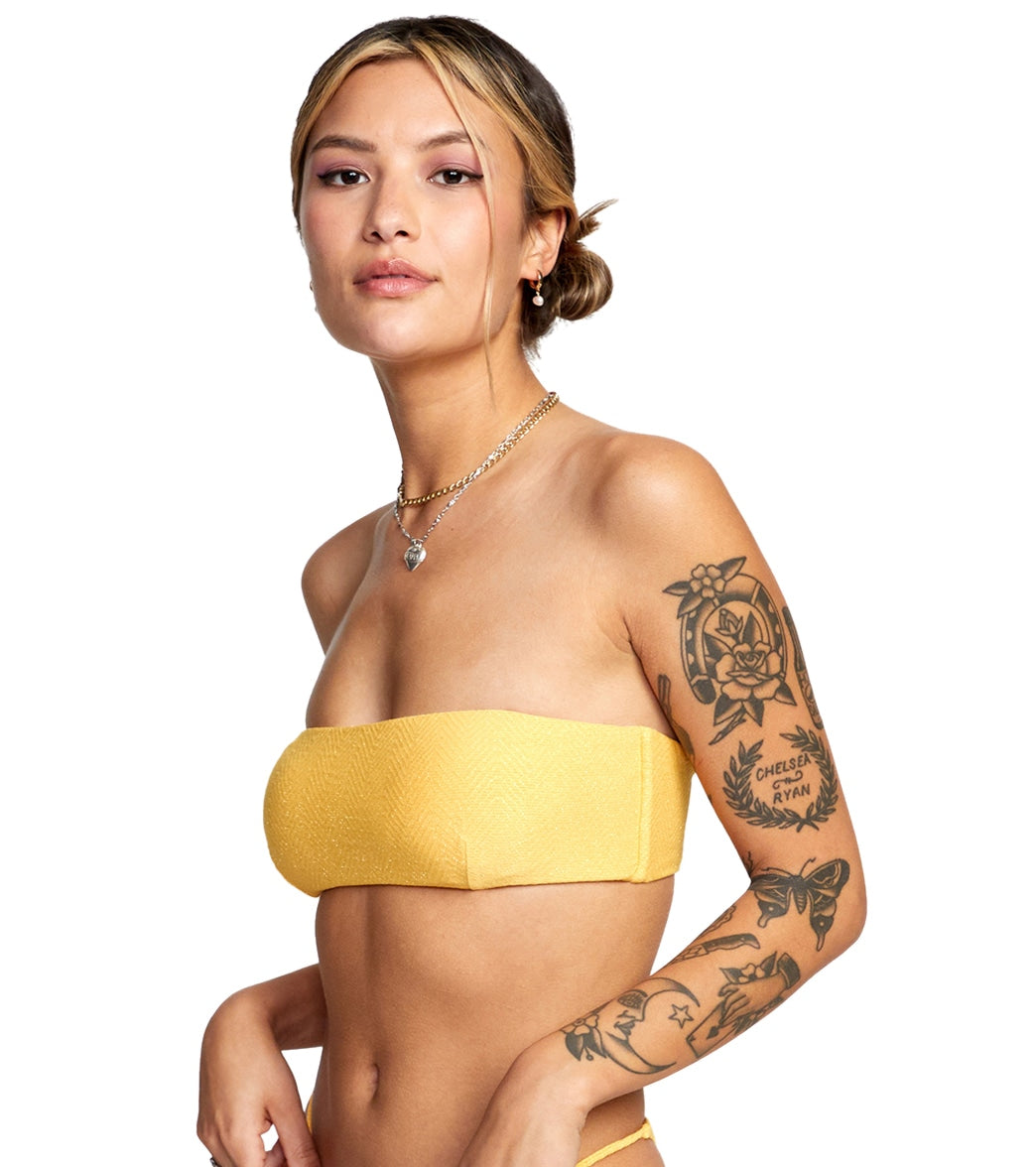 RVCA Women's Brightside  Bandeau Bikini Top Marigold