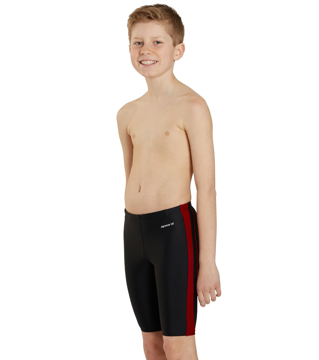 Sporti Piped Splice Swim Jammer Swimsuit Youth (22-28) Black/Maroon