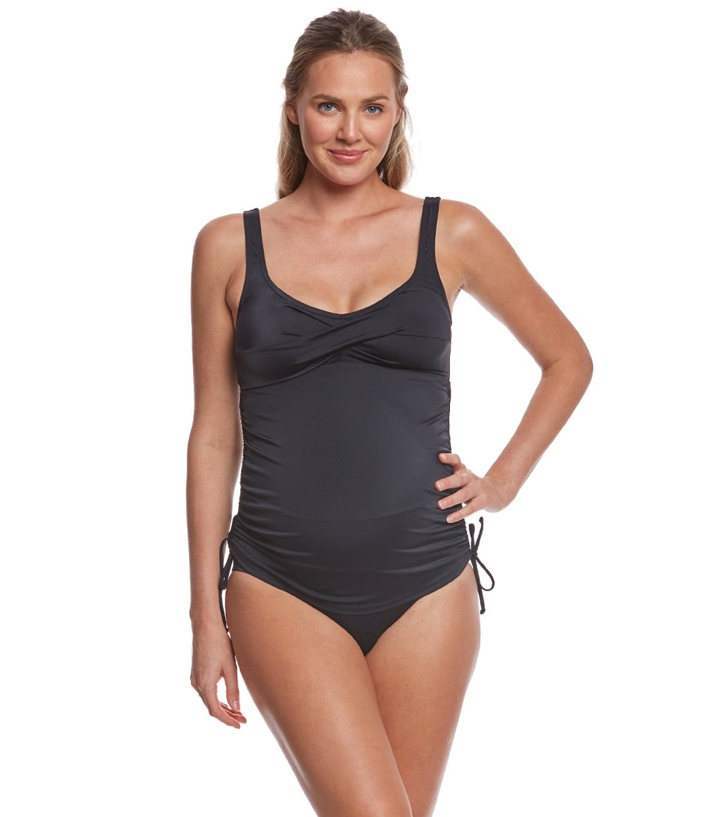 Prego Swimwear Maternity Twist Tankini Set Black