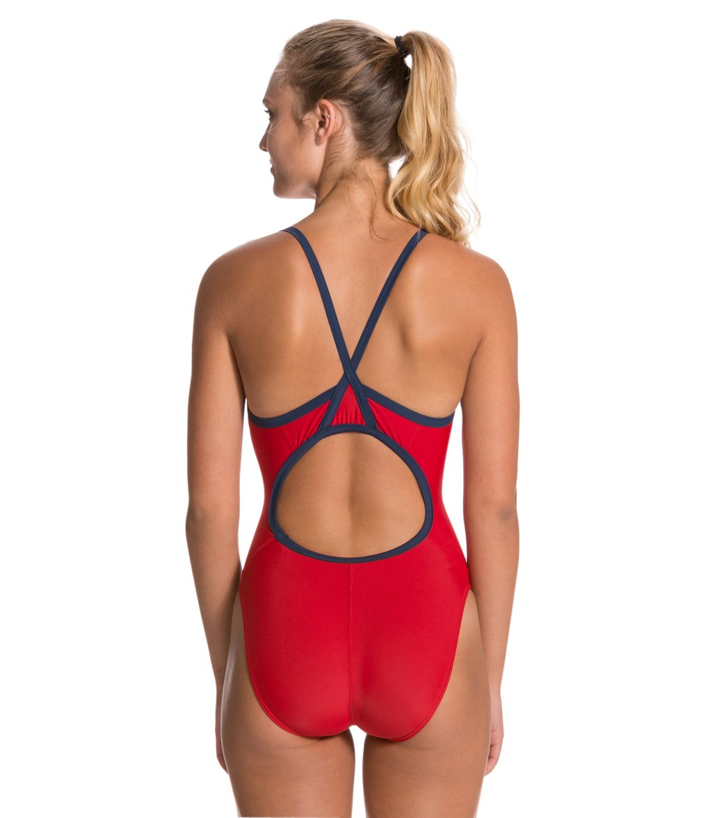 Sporti Solid Piped Thin Strap One Piece Swimsuit (22-44)