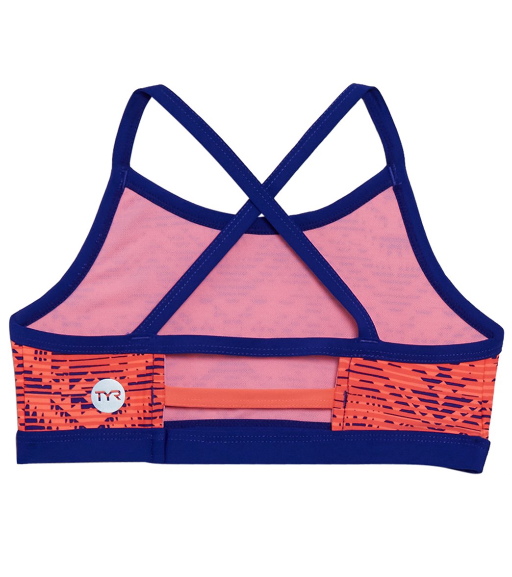 TYR Girls' Conquest Trinity Bikini Top (Big Kid) Coral