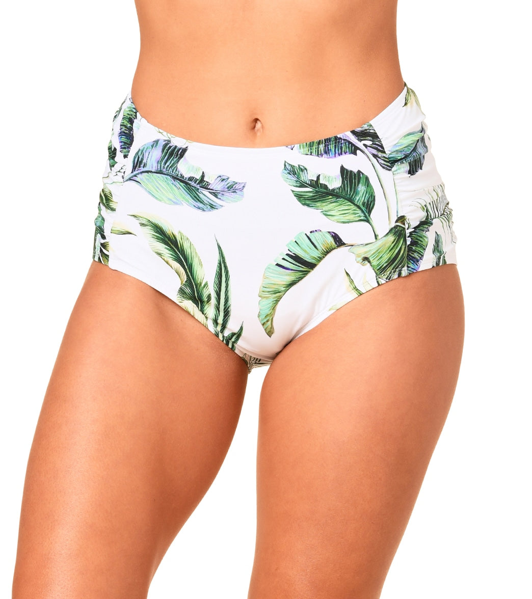 Jantzen Women's The Jungle Look Side Shirred Comfort Core Bikini Bottom White