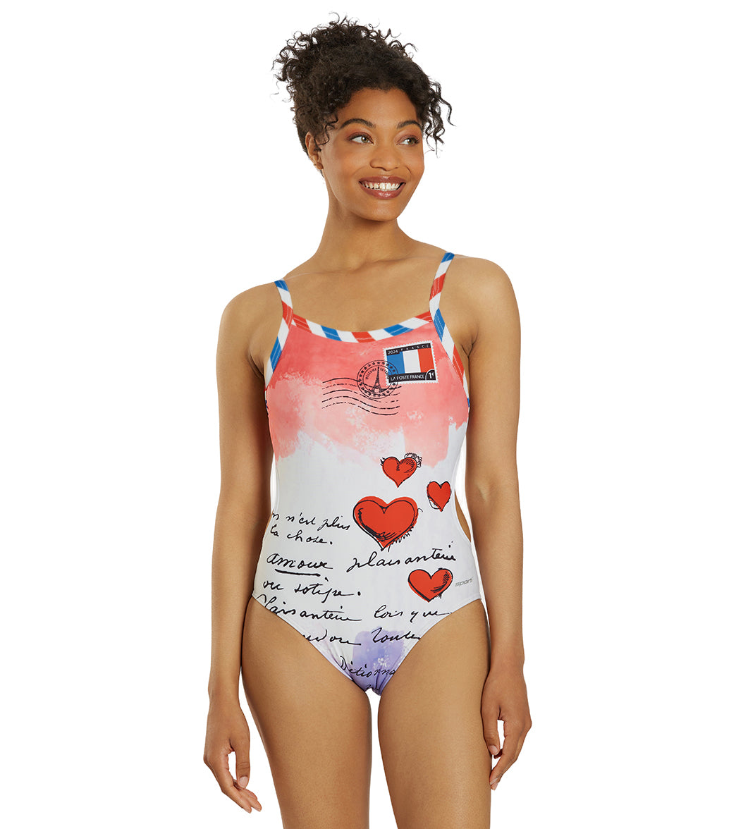 Sporti Paris Love Letters Thin Strap One Piece Swimsuit (22-44) Love Letters