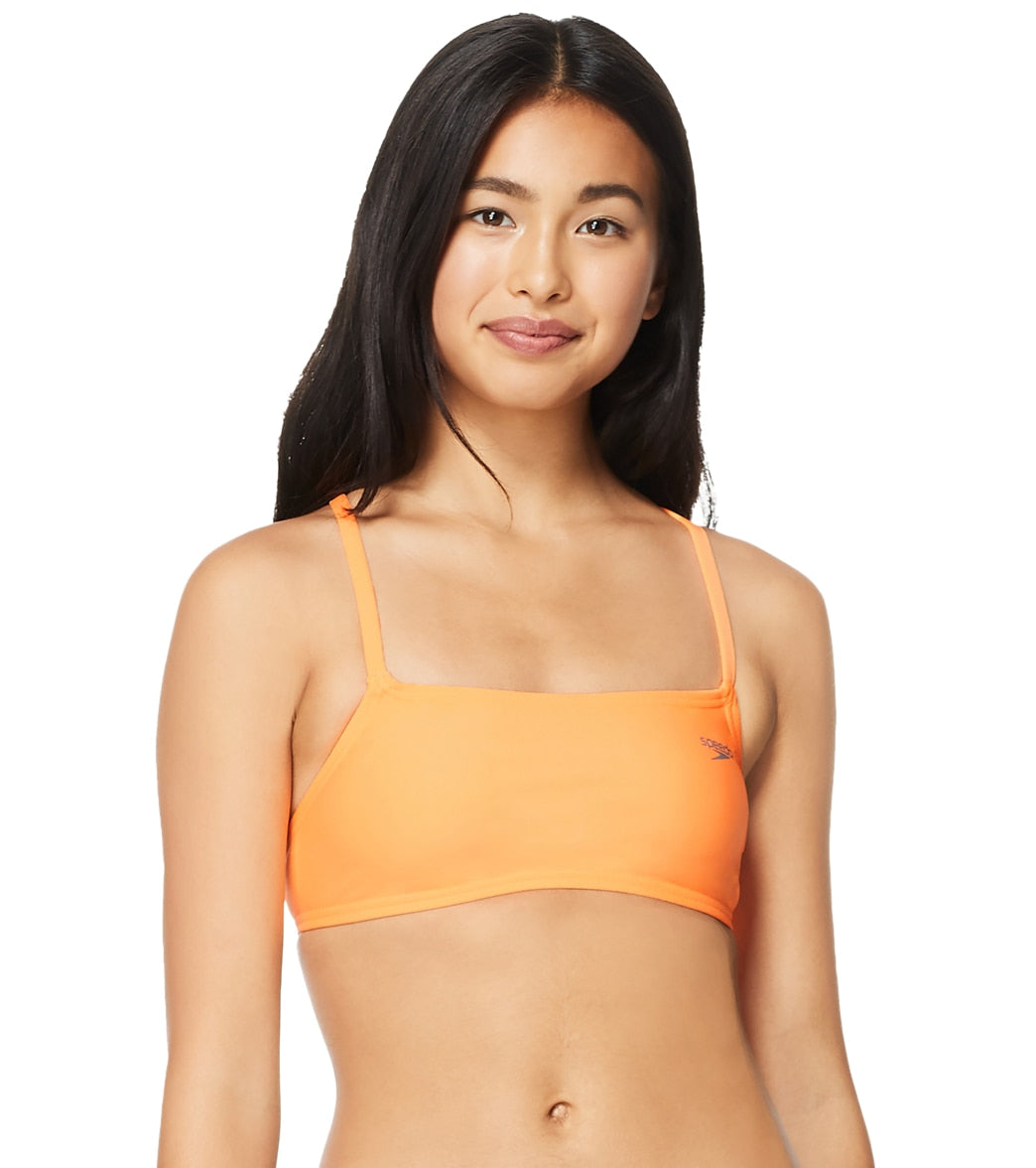 Speedo Women's Solid Strappy Fixed Back Bikini Top