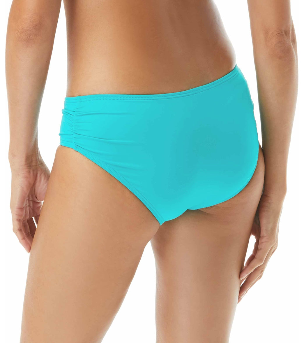 Coco Reef Classic Solid Side Shirred Bikini Bottom Aqua