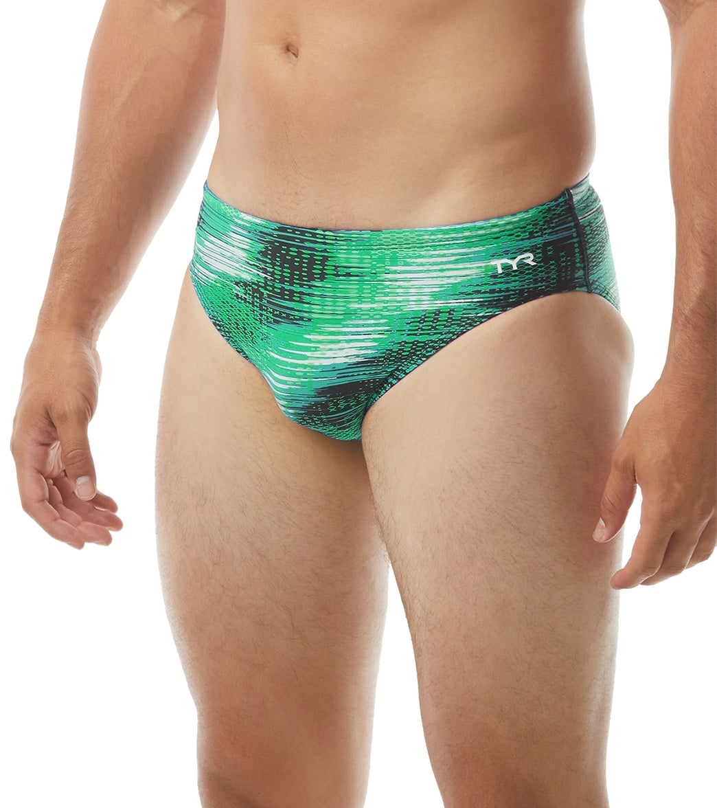 TYR Men's Surge Racer Brief Swimsuit Green