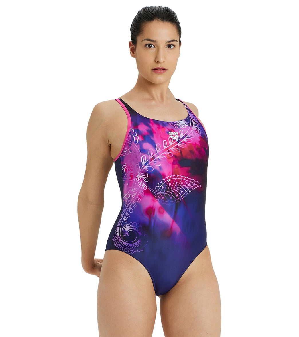 Arena Women's U Back One Piece Swimsuit Navy/Freak Rose/Multi