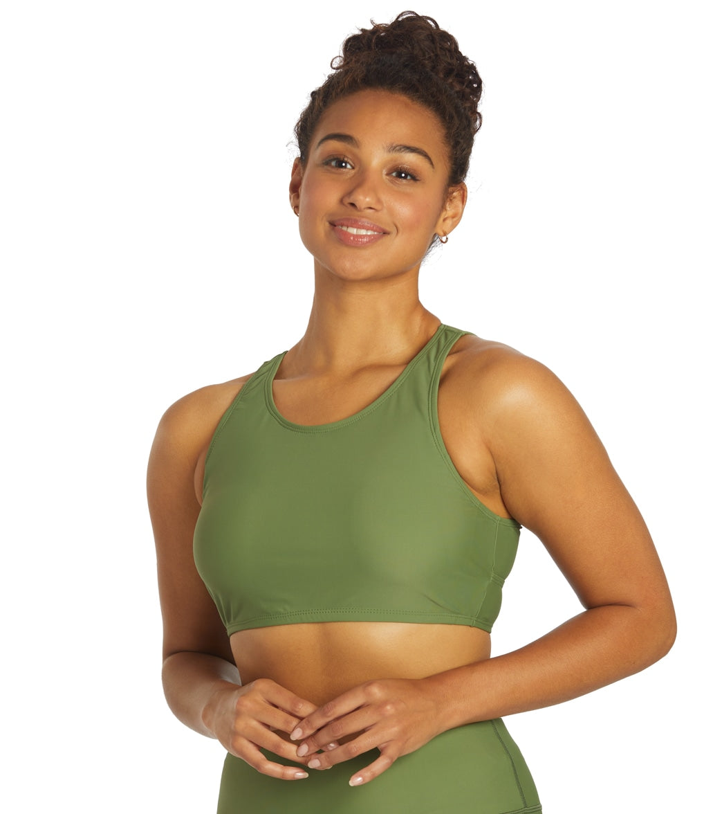 Sporti Active High Neck Crop Bikini Top Olive