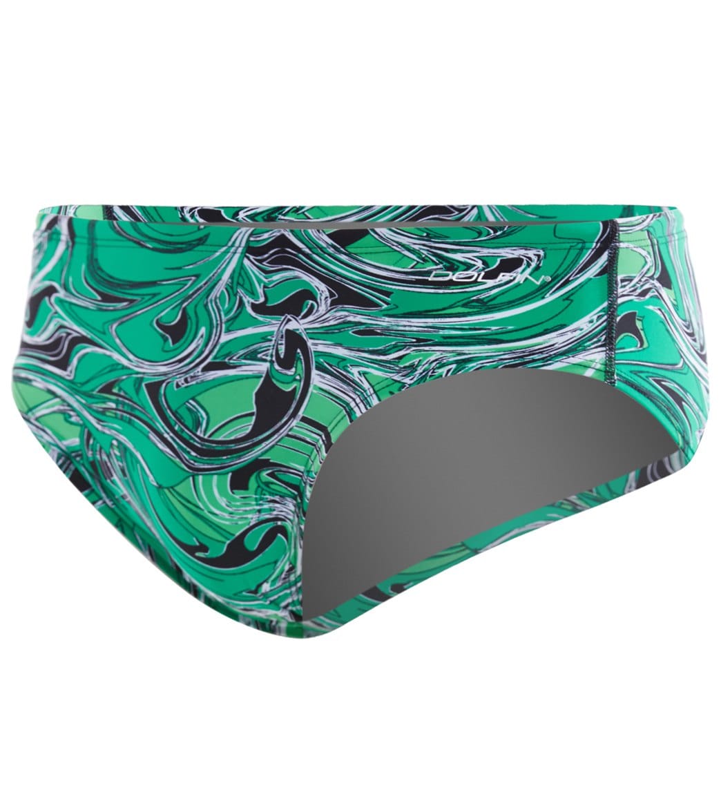 Dolfin Graphlite Men's Tidal Wave All Over Racer Brief Swimsuit Green/Green