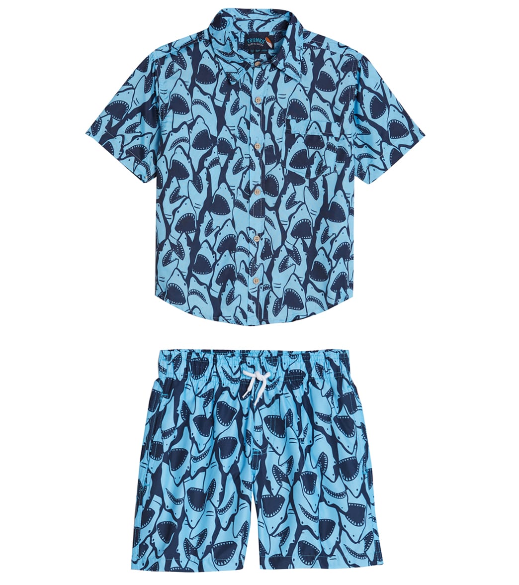 Trunks Surf & Swim Co. Boys' Shark Camp Shirt & Swim Trunks Set (Big Kid)