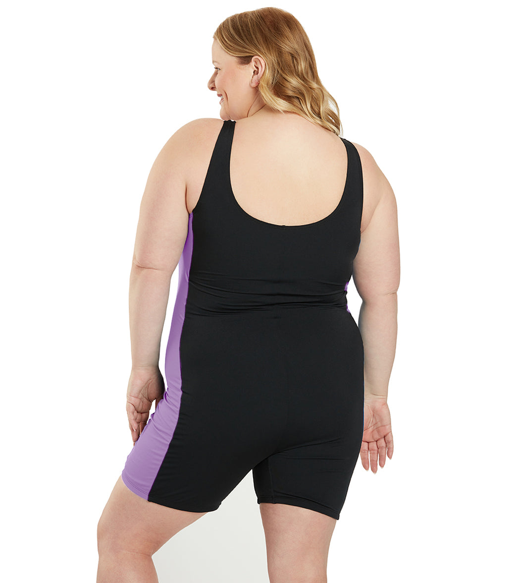 Sporti Plus Size HydroLast Chlorine Resistant Splice Scoop Back Unitard One Piece Swimsuit