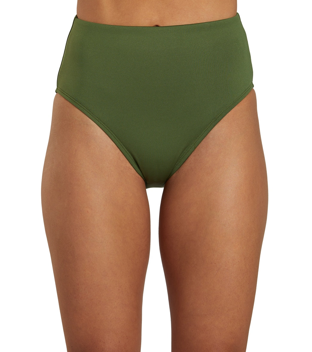 Dolfin Women's Solid High Waist Contemporary Bikini Bottom