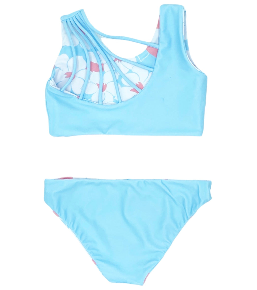 Feather 4 Arrow Girls' Summer Sun Reversible Two Piece Bikini Set (Toddler, Little Kid, Big Kid) Crystal Blue