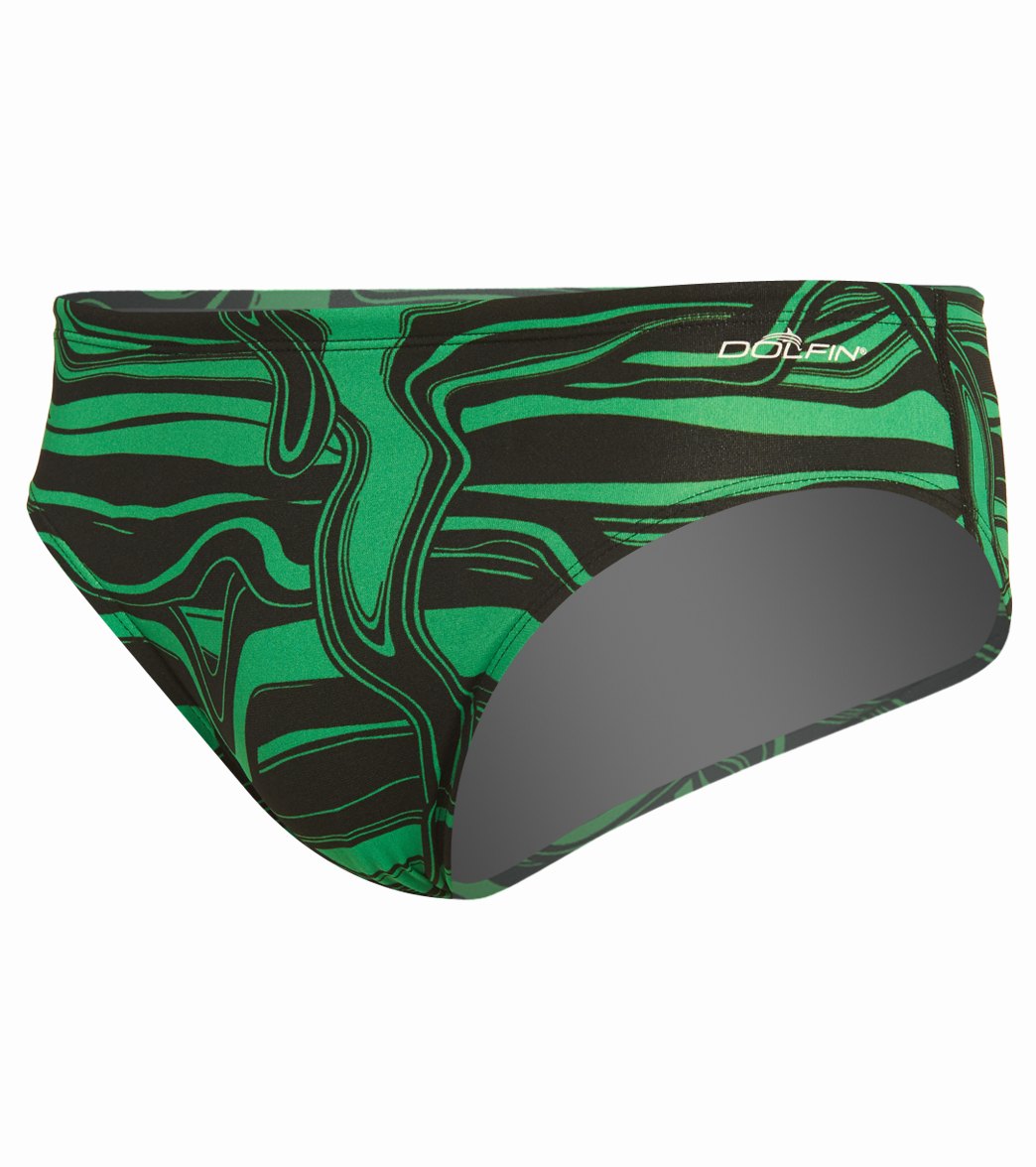 Dolfin Reliance Men's Lava All Over Racer Brief Swimsuit Green Lava