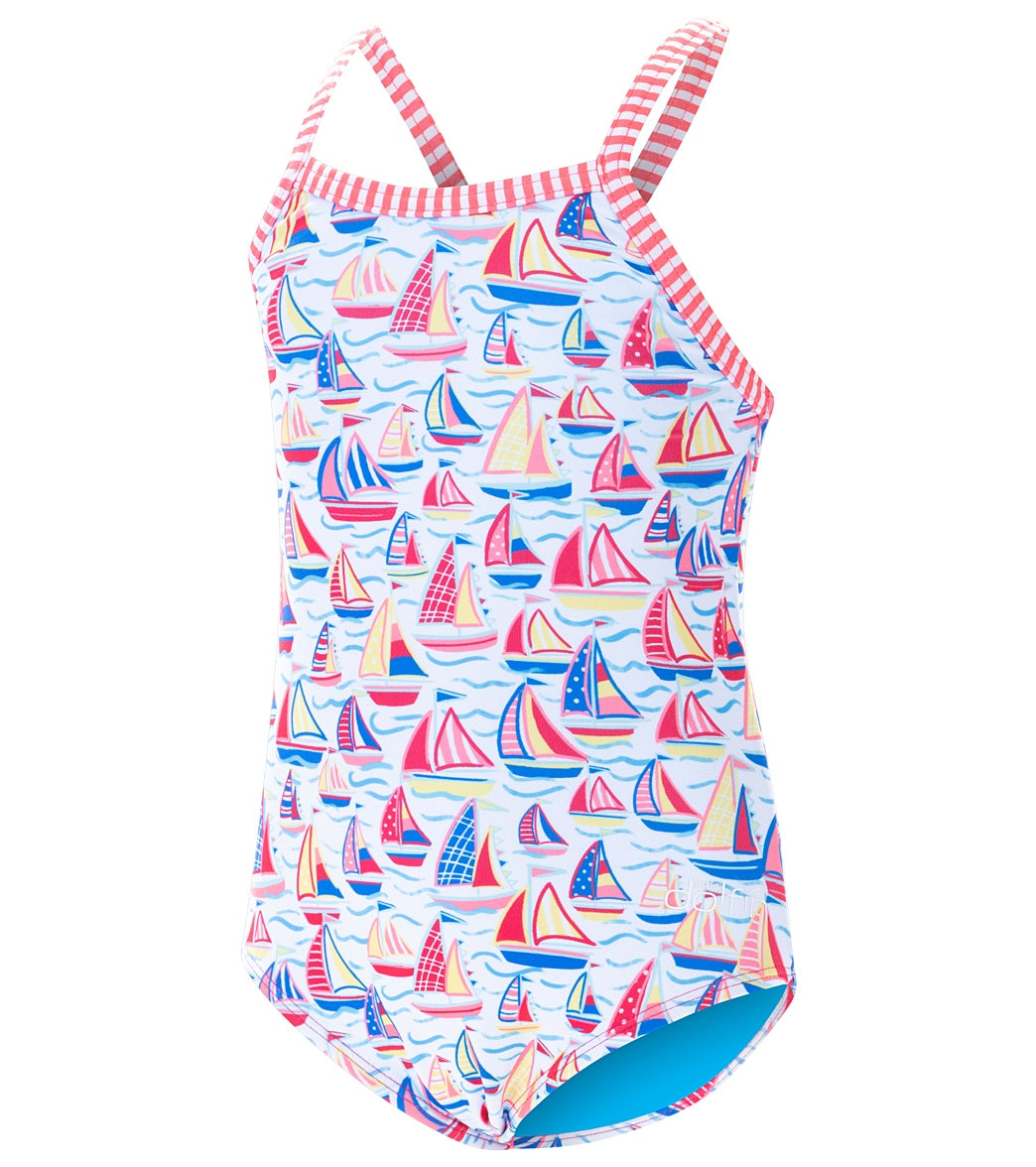 Dolfin Girls' High Tide Printed One Piece Swimsuit (Little Kid) High Tide